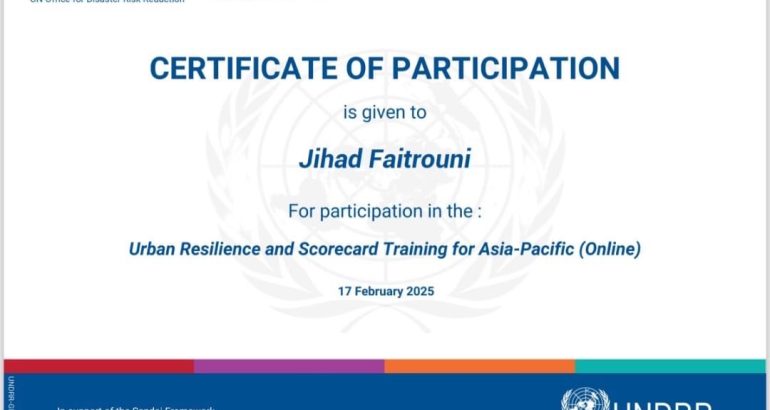 Certificate UNDRR